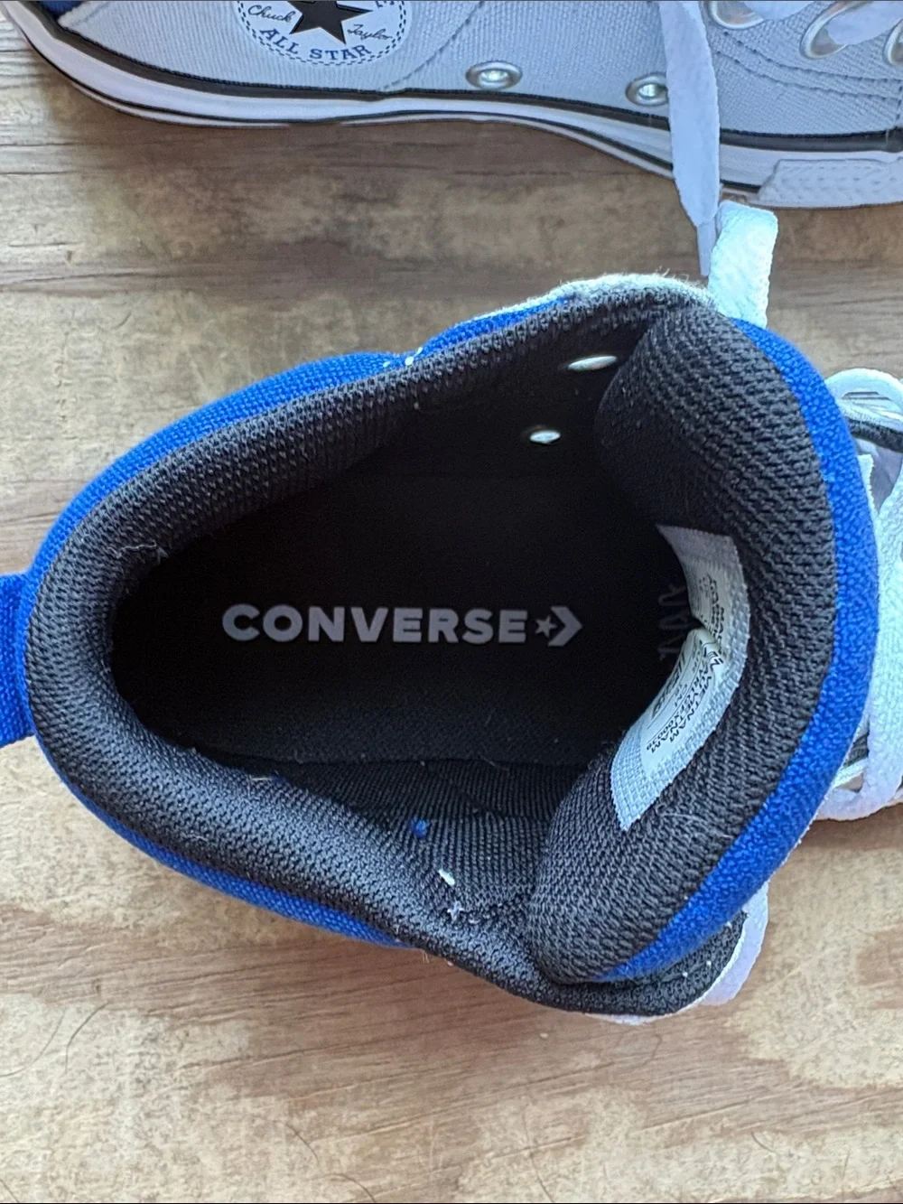 New-Converse Kid’s size 12 Gray & Blue Chuck Taylor All Star High-Top Sneakers